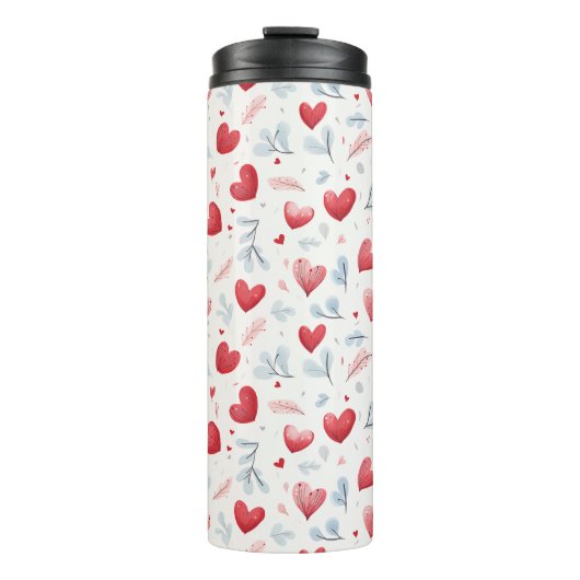 水お洒落色ハートと離れのパターン タンブラー (正面)