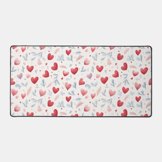 水お洒落色ハートと離れのパターン デスクマット (正面)