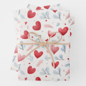 水お洒落色ハートと離れのパターン ラッピングペーパーシート (インサイチュ)