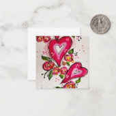 水お洒落色ハートフラットノートカード ノートカード (正面/裏面インサイチュ)