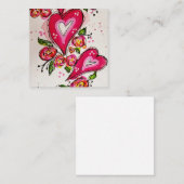 水お洒落色ハートフラットノートカード ノートカード (正面/裏面)