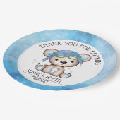 水お洒落色パイロットテディベア ペーパープレート (アングル)