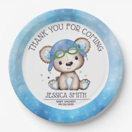 水お洒落色パイロットテディベア ペーパープレート