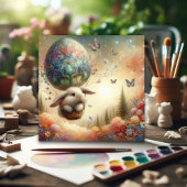 水お洒落色パステルイースターバニーバルーン シーズンカード