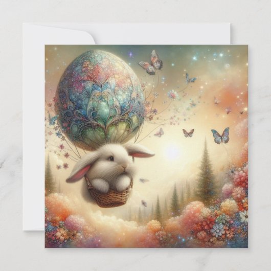 水お洒落色パステルイースターバニーバルーン シーズンカード (正面)
