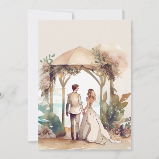 水お洒落色ビーチ目的地の結婚式 セーブザデート (裏面)