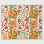 水お洒落色ピザパーティー誕生日 ラッピングペーパー (フラット)