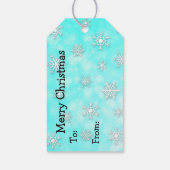 水お洒落色フクロウと雪片クリスマス ギフトタグ (裏面)