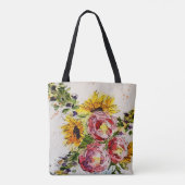 水お洒落色フラワートート トートバッグ (裏面)