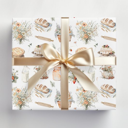 水お洒落色フローラストロベリーカントリー ラッピングペーパーシート