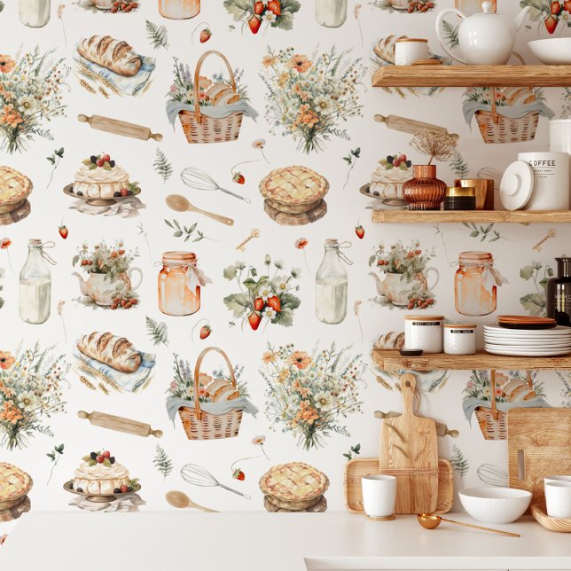 水お洒落色フローラストロベリーカントリー 壁紙 (In situ)