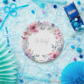 水お洒落色フローラベビーシャワーああベビー ペーパープレート (パーティー)