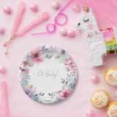 水お洒落色フローラベビーシャワーああベビー ペーパープレート (パーティー)