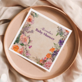 水お洒落色フローラ赤ちゃんシャワー スタンダードカクテルナプキン