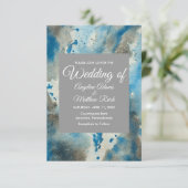 水お洒落色フローラ青モダン 招待状 (スタンド正面)