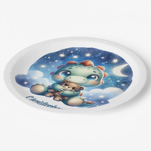 水お洒落色ベビージノハグベアー ペーパープレート (アングル)