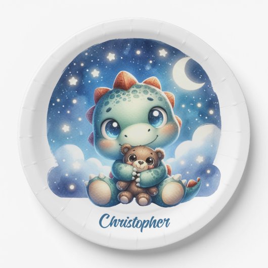 水お洒落色ベビージノハグベアー ペーパープレート (正面)
