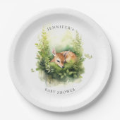 水お洒落色ベビー鹿ベビーシャワー ペーパープレート (正面)