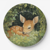 水お洒落色ベビー鹿ベビーシャワー ペーパープレート (正面)