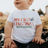 水お洒落色マイ初めてのクリスマス名ベビー ベビーTシャツ
