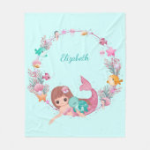 水お洒落色マーメイドパーソナライズされた フリースブランケット (正面)