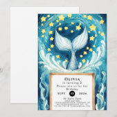 水お洒落色マーメイド誕生日 招待状 (正面/裏面)