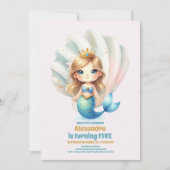 水お洒落色マーメイド誕生日 招待状 (正面)