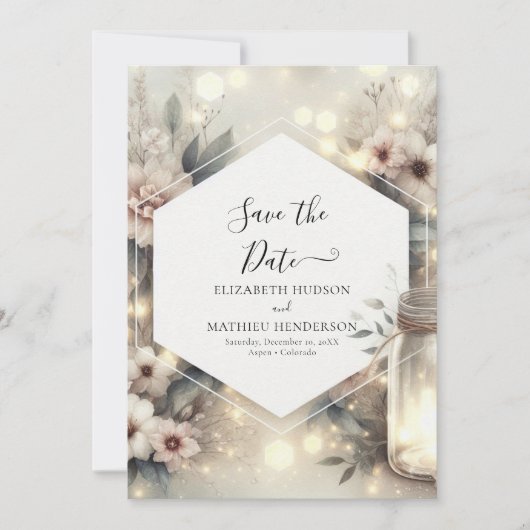 水お洒落色メイスンジャー結婚ズ セーブザデート (正面)