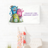水お洒落色モンスターズキッズバースデーパーティー 横断幕 (インサイチュ)