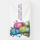 水お洒落色モンスターズキッズバースデーパーティー 横断幕 (縦)