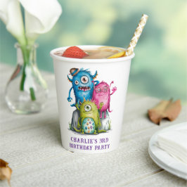 水お洒落色モンスターズキッズバースデーパーティー 紙コップ