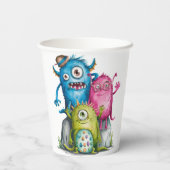 水お洒落色モンスターズキッズバースデーパーティー 紙コップ (裏面)