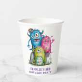 水お洒落色モンスターズキッズバースデーパーティー 紙コップ (正面)