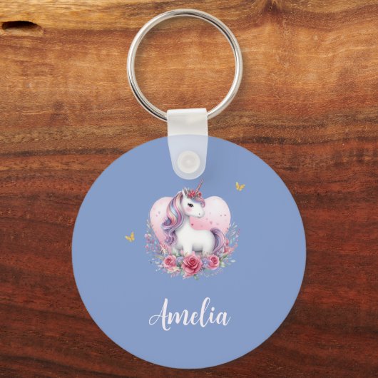 水お洒落色ユニコーン金ゴールド蝶 キーホルダー (裏面)