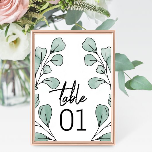水お洒落色ユーカリ結婚ス テーブルナンバー