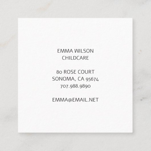 水お洒落色ライオンクブチャイルドケア スクエア名刺 (裏面)