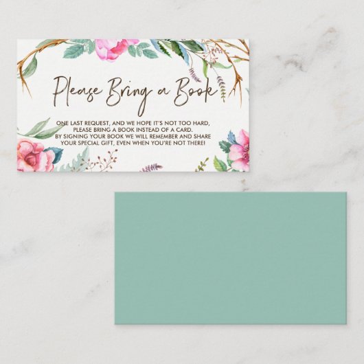 水お洒落色リースお願い本を持って エンクロージャーカード (正面/裏面)