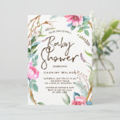 水お洒落色リースベビーシャワー招待状 招待状 (スタンド正面)