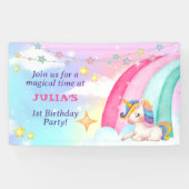 水お洒落色レインボーユニコーンパーティーバナー 横断幕 (横)