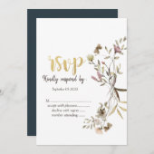 水お洒落色ワイルドフラワーメドウRSVP 招待状 (正面/裏面)