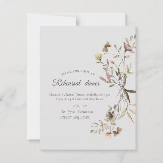 水お洒落色ワイルドフラワーリハーサルディナー 招待状 (正面)