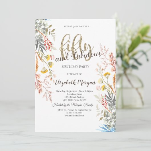 水お洒落色ワイルドフラワー乾杯50位 招待状 (スタンド正面)