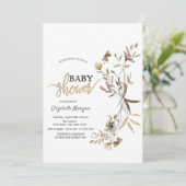 水お洒落色ワイルドフラワー赤ちゃんシャワー 招待状 (スタンド正面)