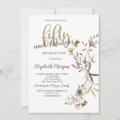 水お洒落色ワイルドフラワー50誕生日 招待状 (正面)