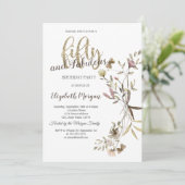 水お洒落色ワイルドフラワー50誕生日 招待状 (スタンド正面)