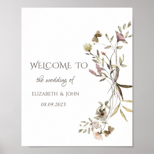 水お洒落色ワイルドフラワー ポスター (正面)