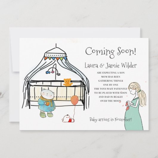 水お洒落色子供部屋と母の妊娠 案内状 (正面)