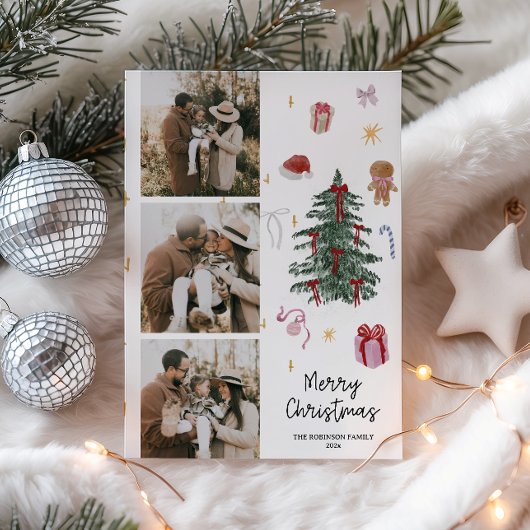 水お洒落色手描き家族写真 シーズンカード