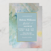 水お洒落色抽象芸術夏結婚の 招待状 (正面/裏面)