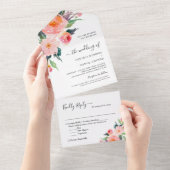 水お洒落色植物性フローラ結婚ズ オールインワン招待状 (貼ってはがせる)